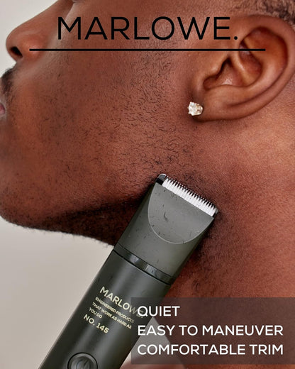 No. 145 Body Hair Trimmer for Men, Forest Black, Lightweight Waterproof Personal Groomer, Ceramic Blades, Adjustable Comb Lengths & Rechargeable Battery for Head to Toe Male Grooming